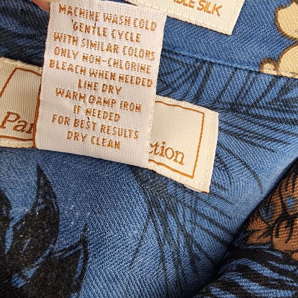Paradise Collection Men Shirt Size XL Blue Button Up 100% Washable Silk Hawaiian - Picture 9 of 9